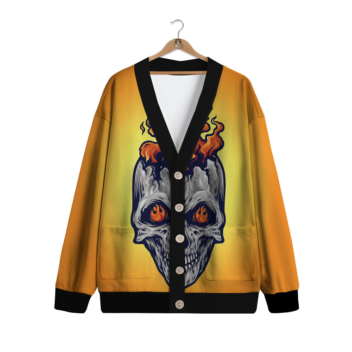 Devil Fire Punk Print Cardigan-grizzshop