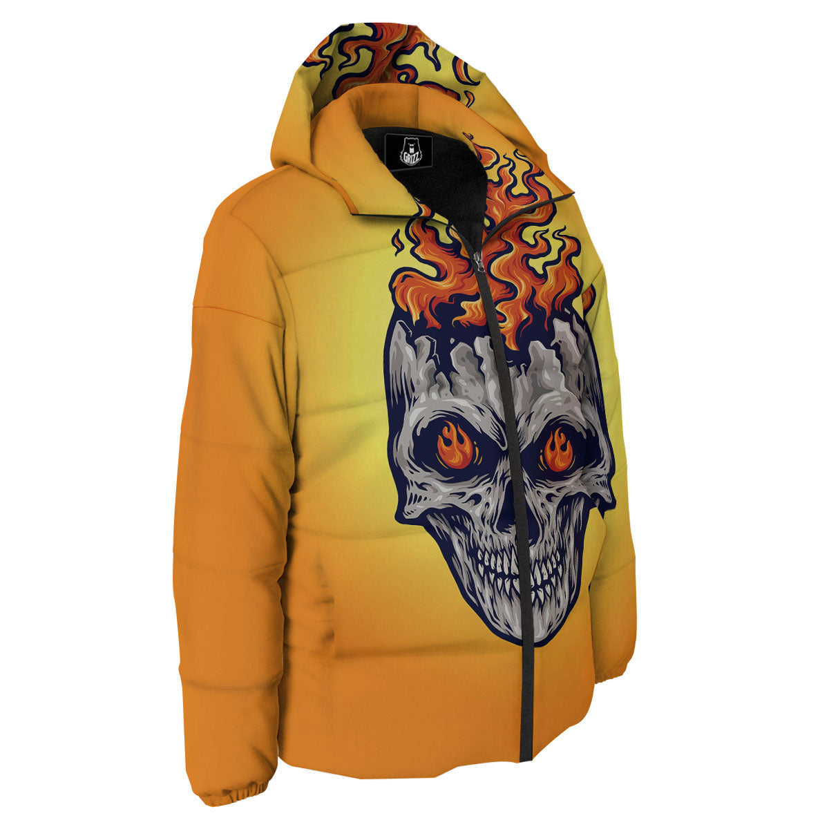 Devil Fire Punk Print Down Jacket-grizzshop