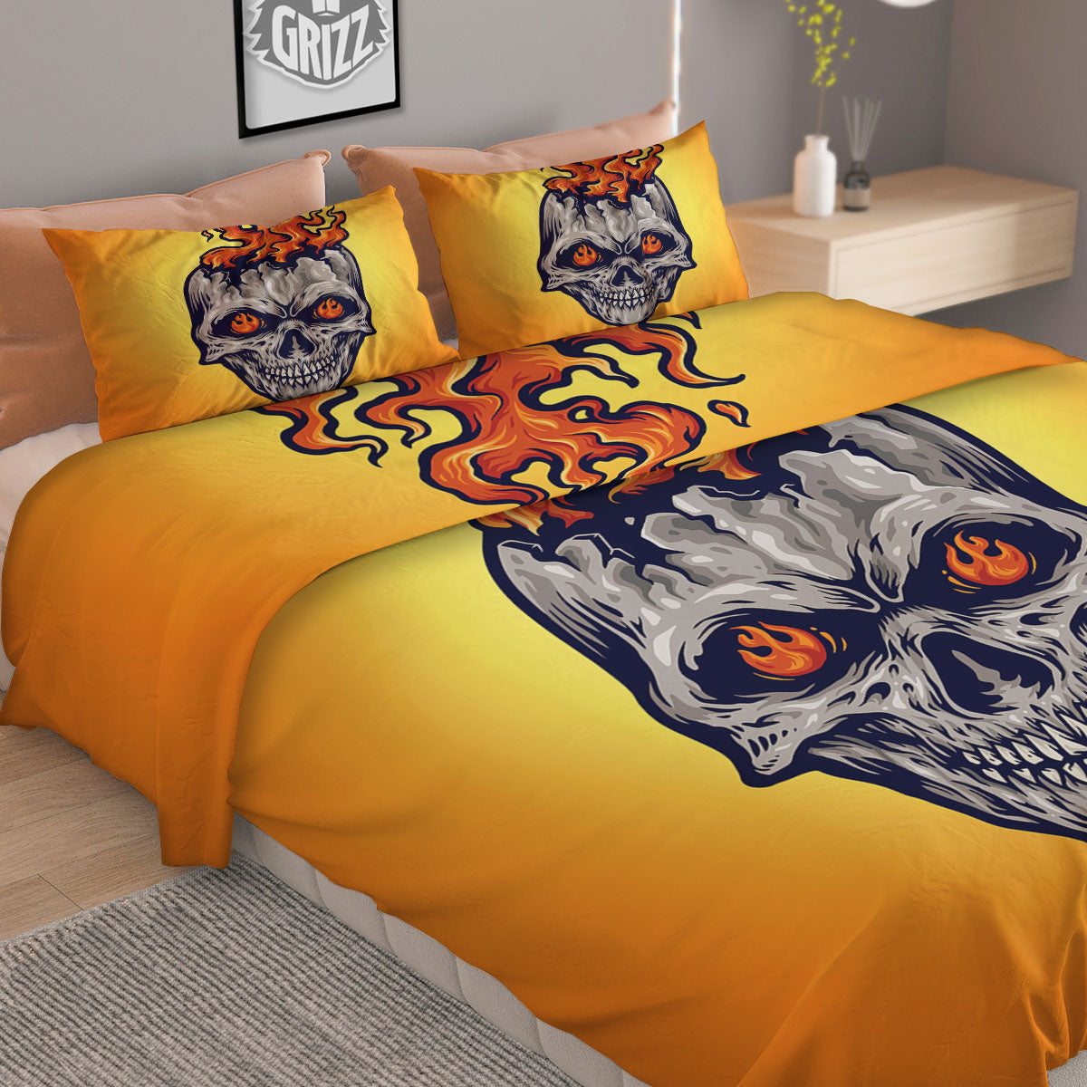 Devil Fire Punk Print Duvet Cover Bedding Set-grizzshop