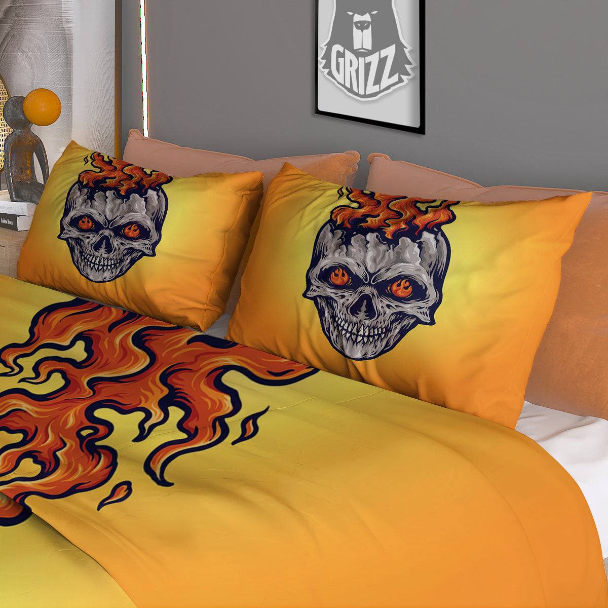 Devil Fire Punk Print Duvet Cover Bedding Set-grizzshop
