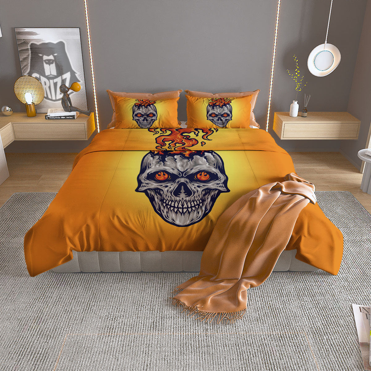 Devil Fire Punk Print Duvet Cover Bedding Set-grizzshop
