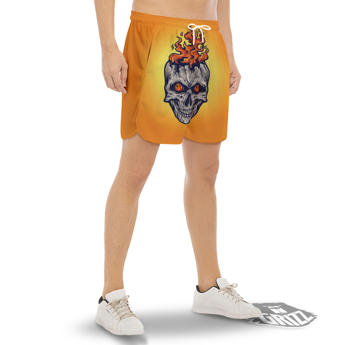 Devil Fire Punk Print Men's Gym Shorts-grizzshop
