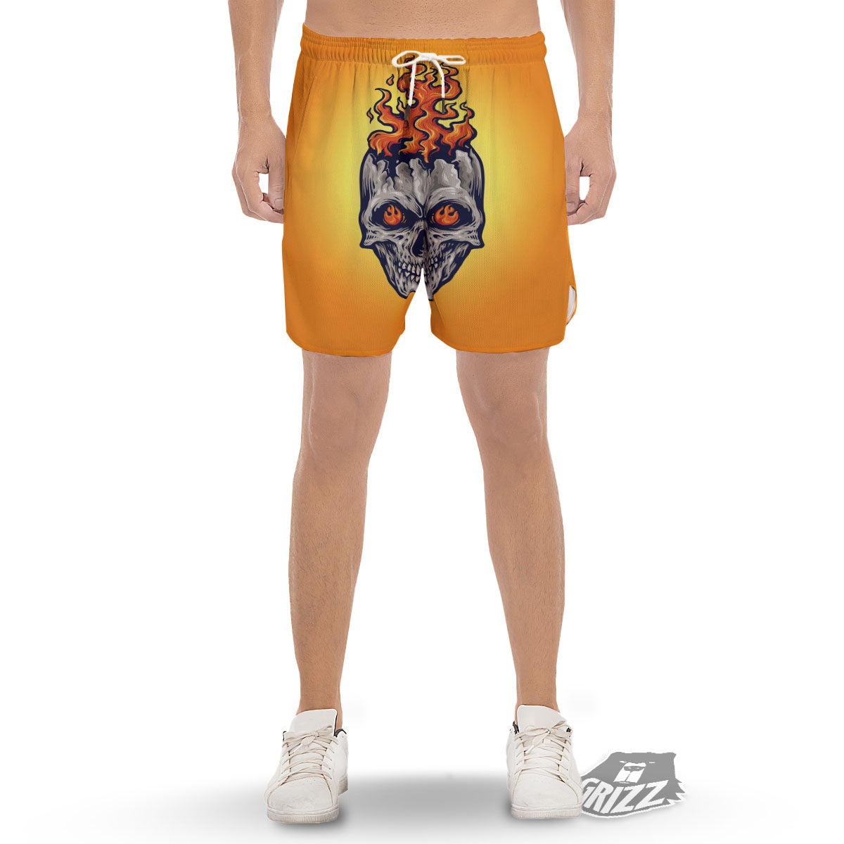 Devil Fire Punk Print Men's Gym Shorts-grizzshop