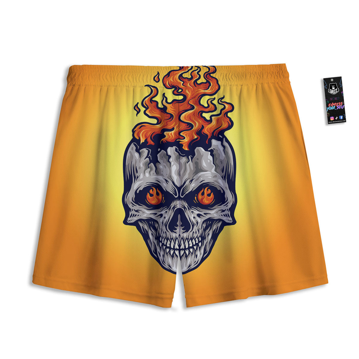 Devil Fire Punk Print Mesh Shorts-grizzshop