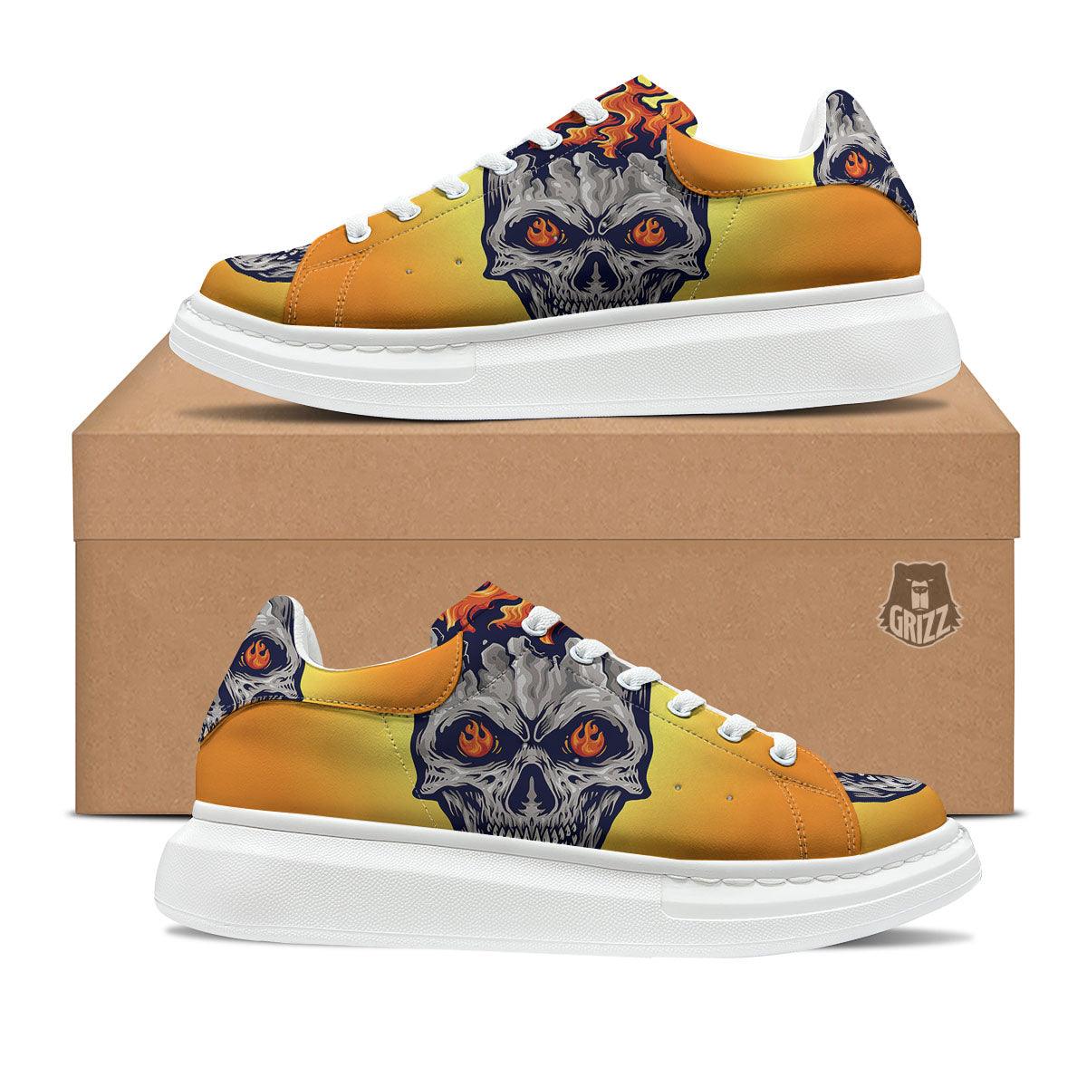 Devil Fire Punk Print Platform Shoes-grizzshop