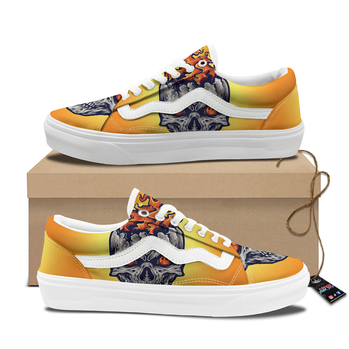 Devil Fire Punk Print Skate Shoes-grizzshop