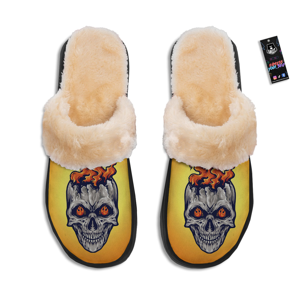 Devil Fire Punk Print Slippers-grizzshop