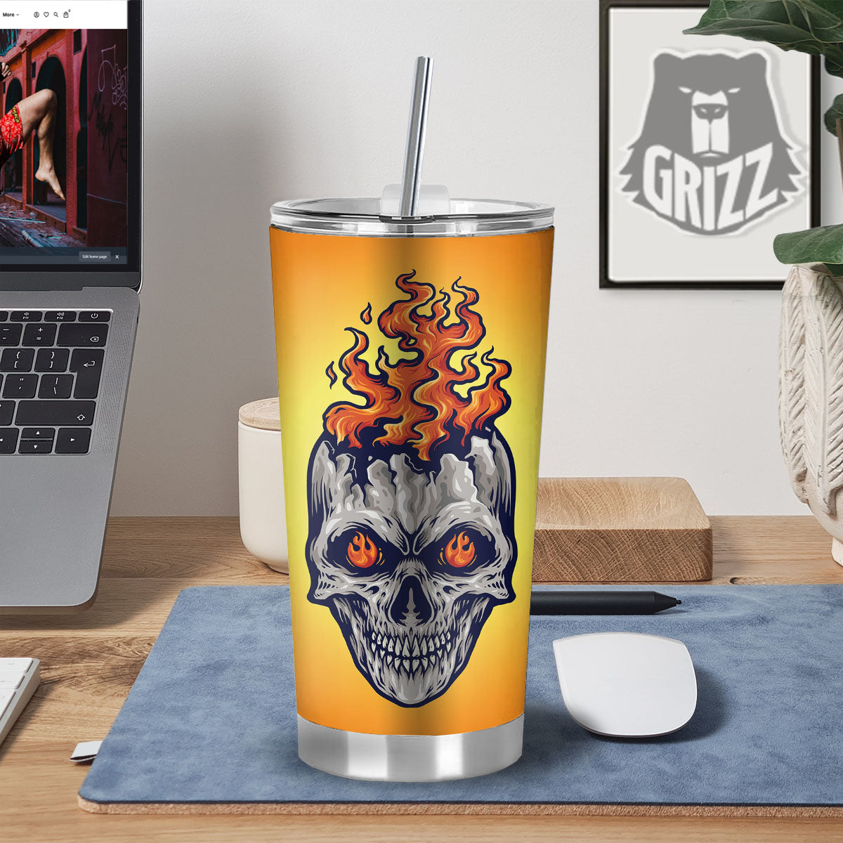 Devil Fire Punk Print Tumbler-grizzshop