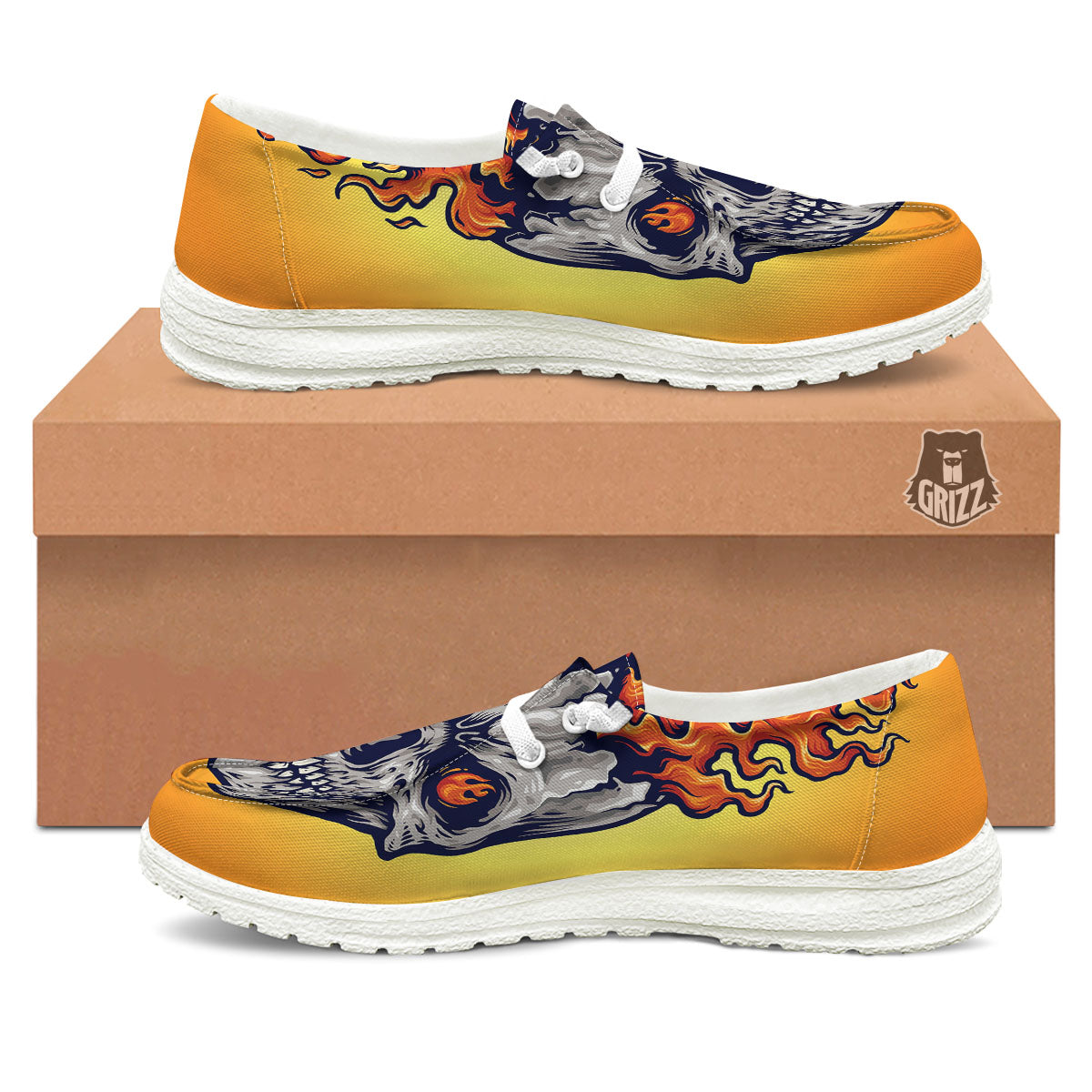 Devil Fire Punk Print White Loafers-grizzshop