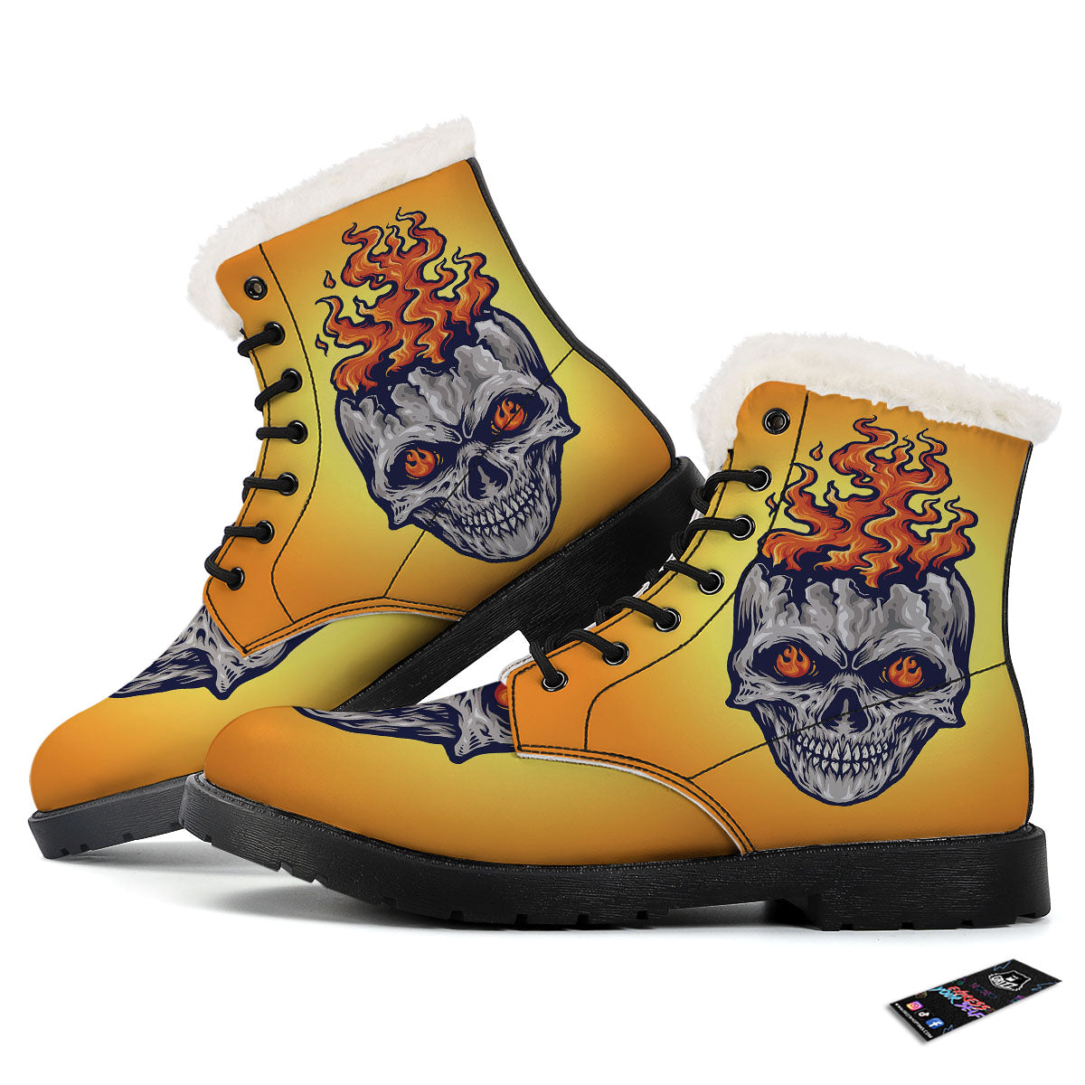 Devil Fire Punk Print Winter Boots-grizzshop