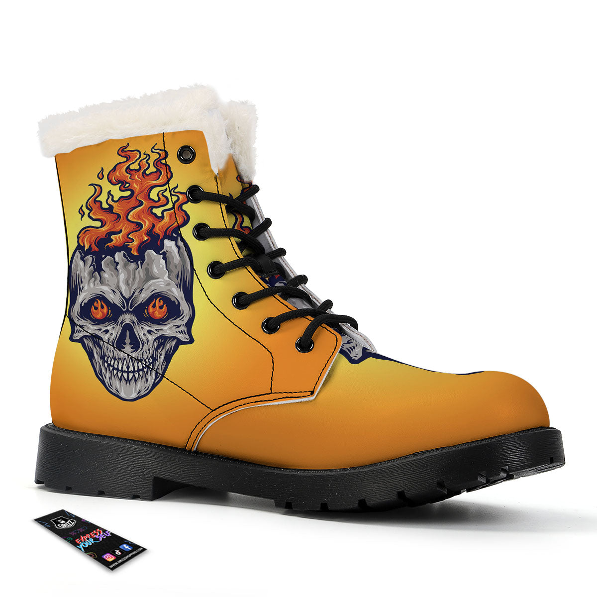Devil Fire Punk Print Winter Boots-grizzshop
