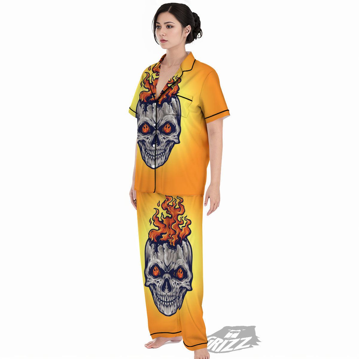 Devil Fire Punk Print Women's Pajamas Set-grizzshop