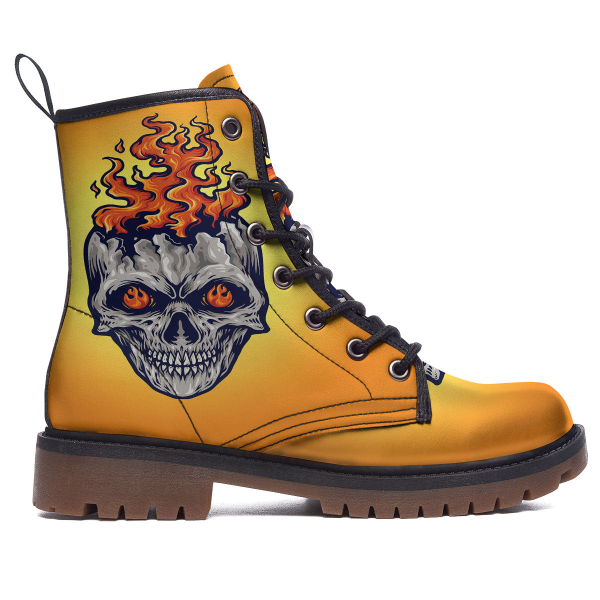 Devil Fire Punk Print Work Boots-grizzshop