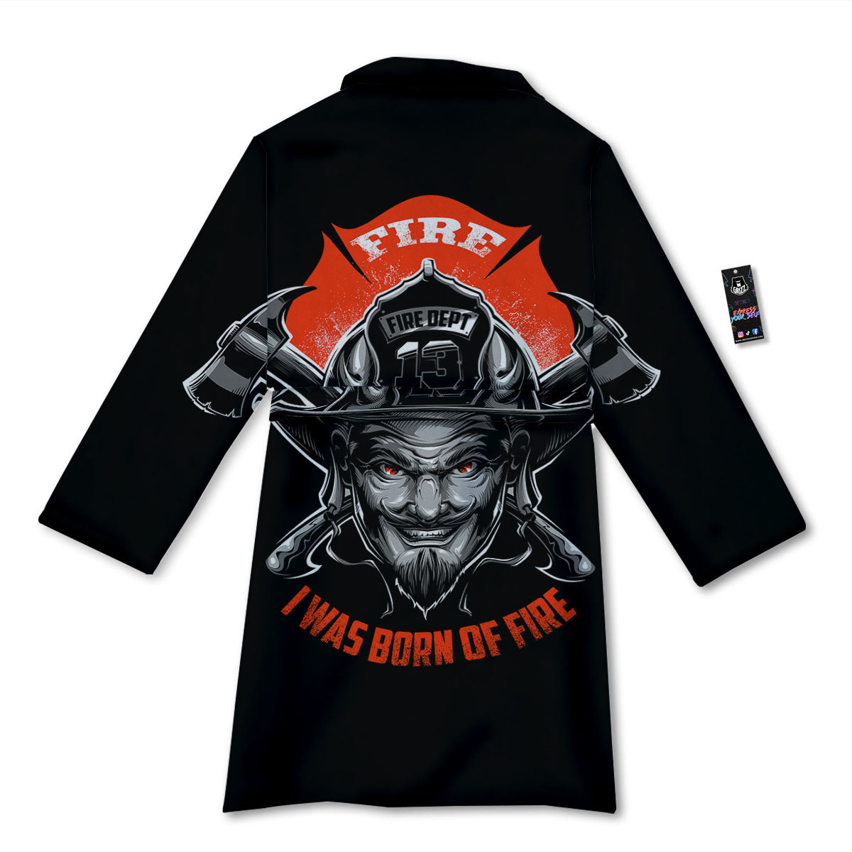 Devil Firefighter Print Bathrobe-grizzshop