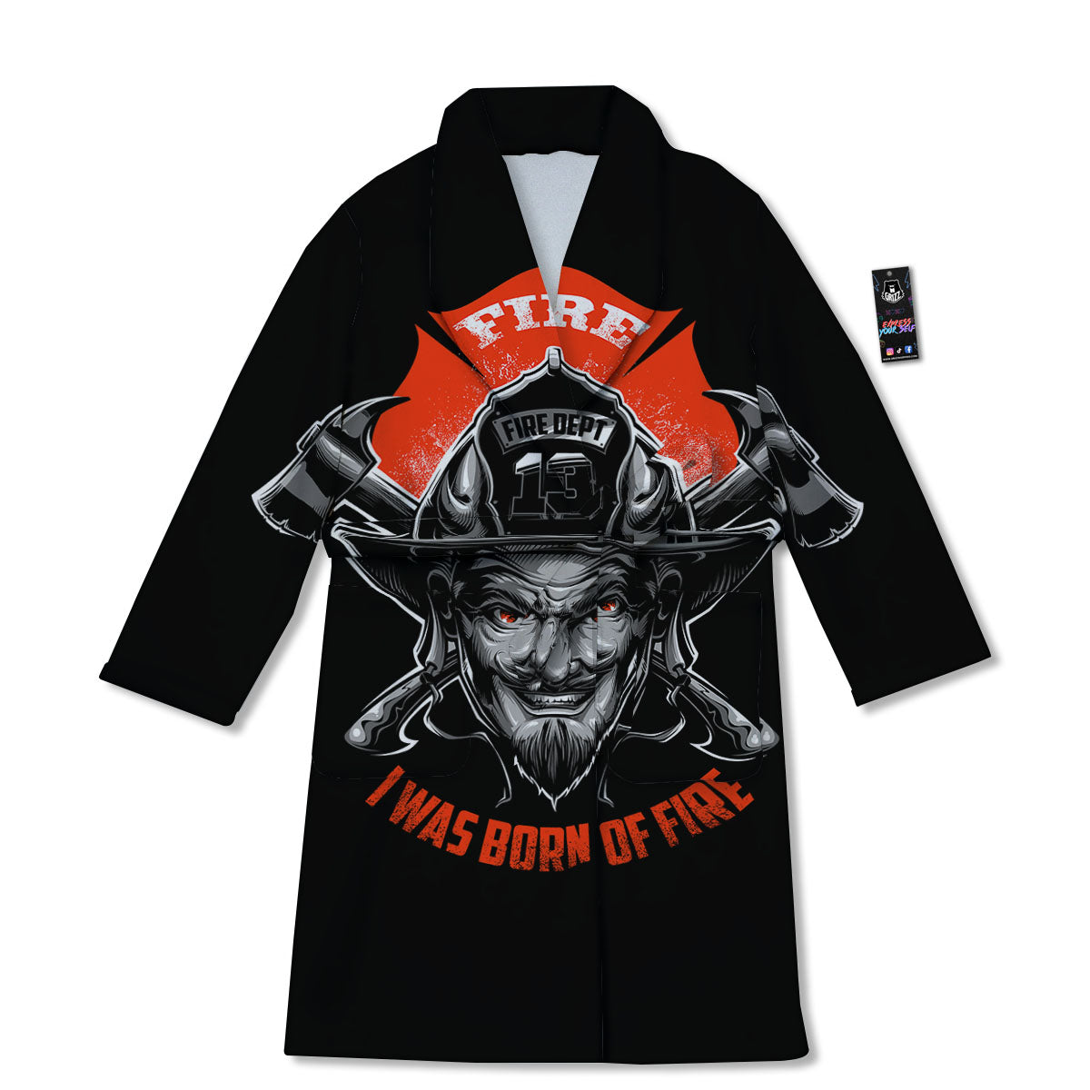 Devil Firefighter Print Bathrobe-grizzshop