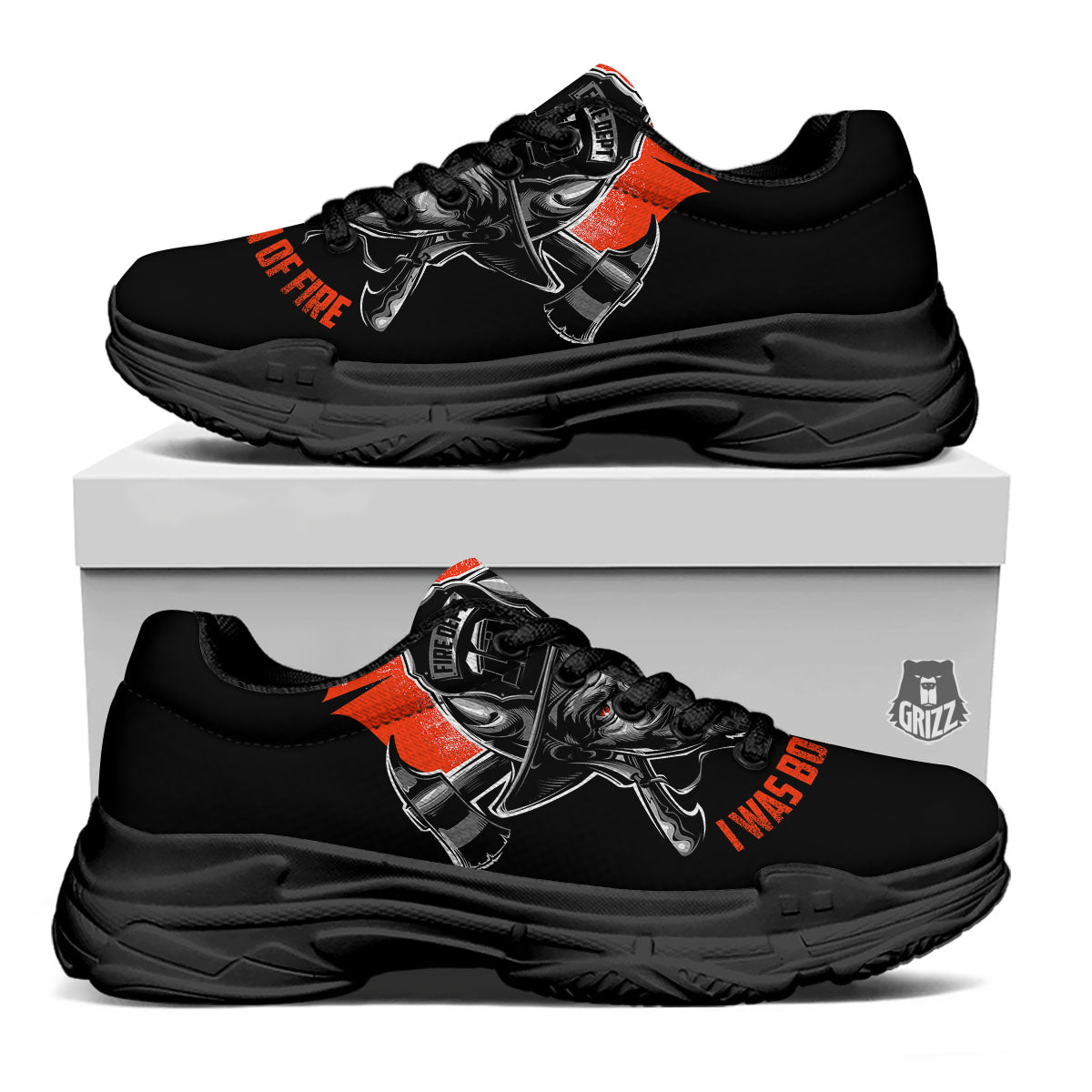 Devil Firefighter Print Black Chunky Shoes-grizzshop