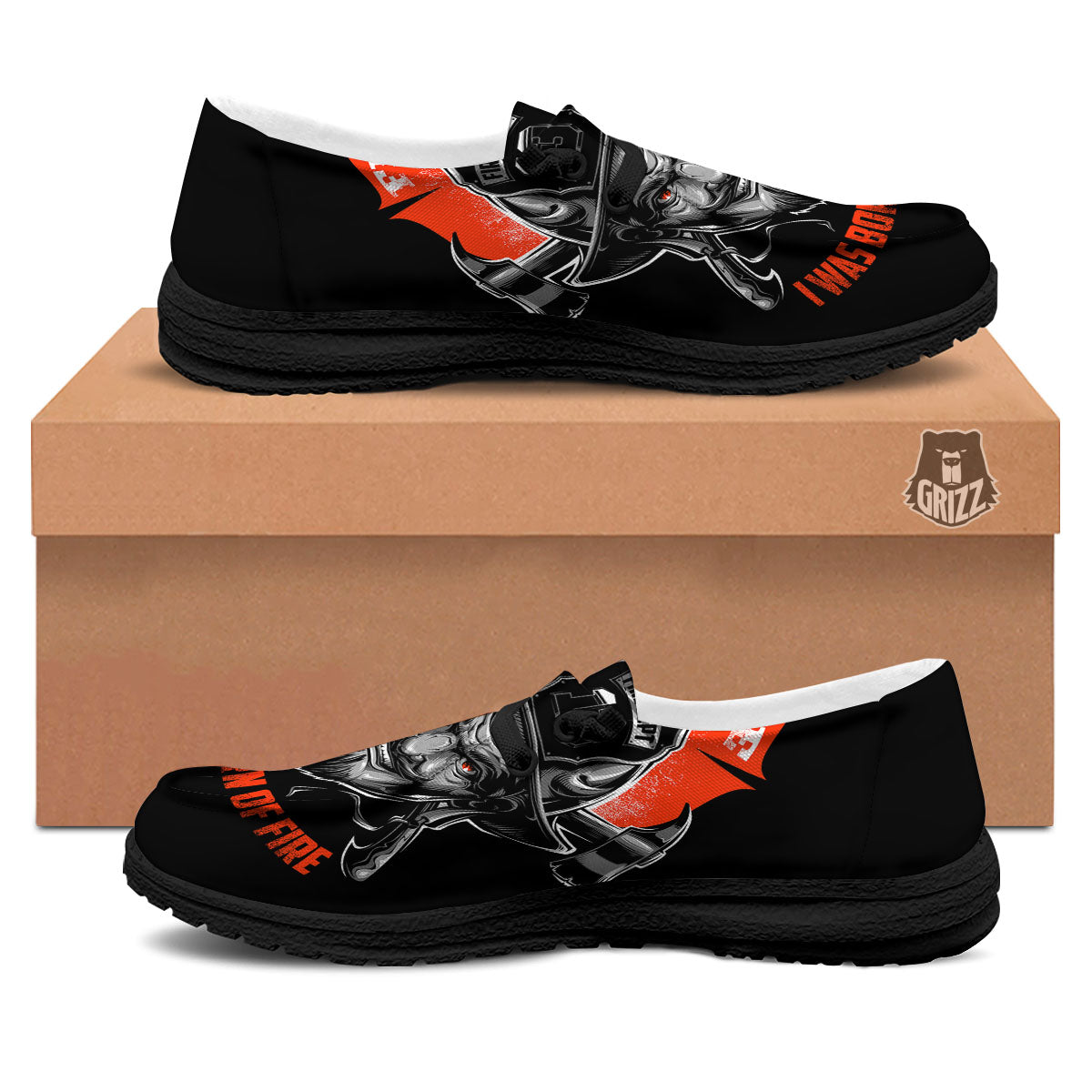 Devil Firefighter Print Black Loafers-grizzshop
