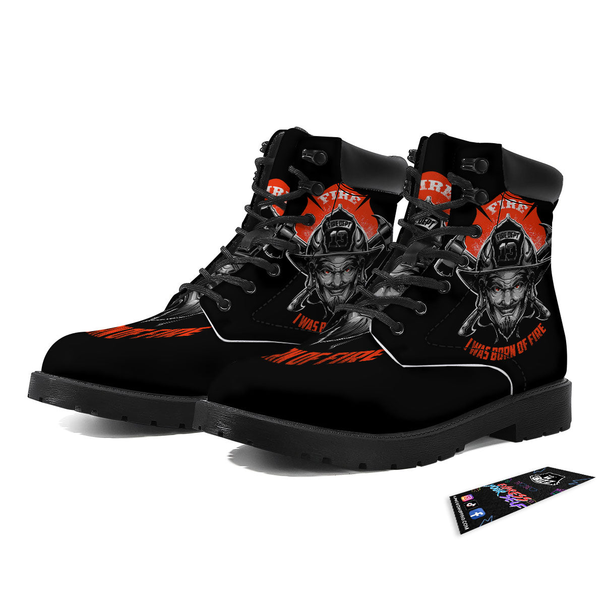 Devil Firefighter Print Boots-grizzshop