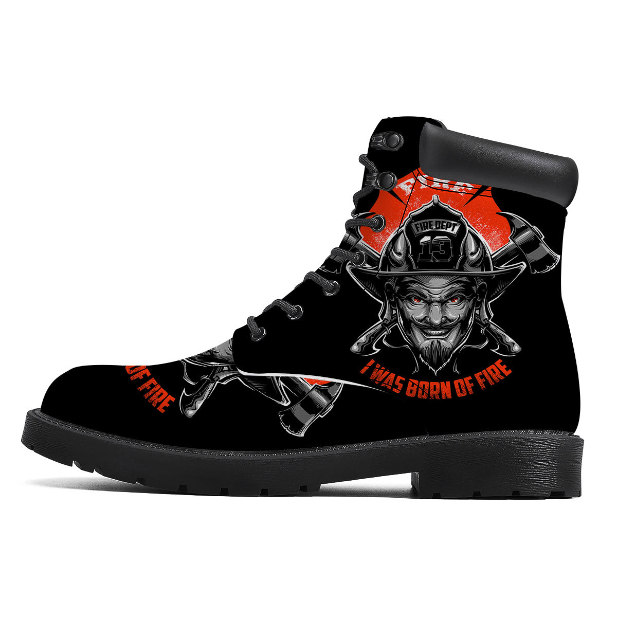 Devil Firefighter Print Boots-grizzshop