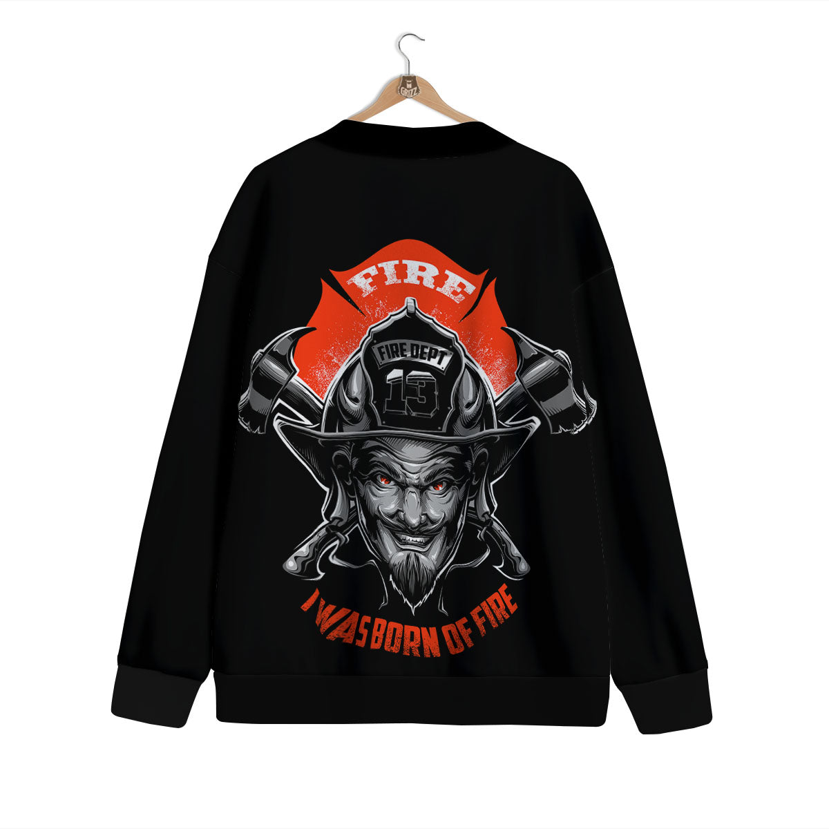 Devil Firefighter Print Cardigan-grizzshop