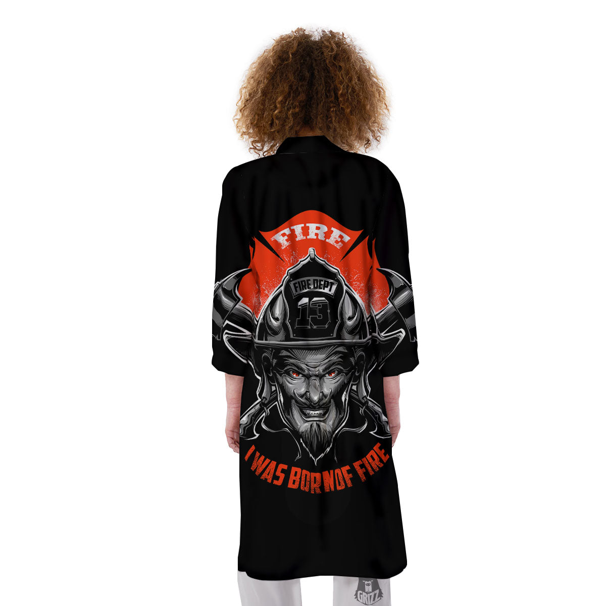 Devil Firefighter Print Kimono-grizzshop