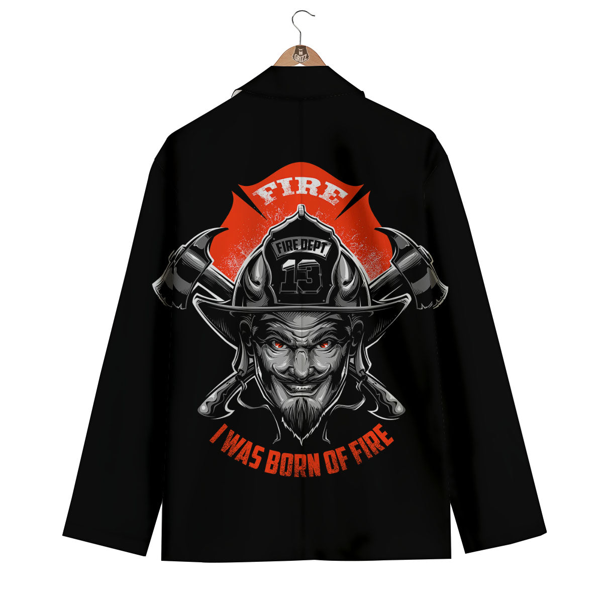 Devil Firefighter Print Men's Blazer-grizzshop