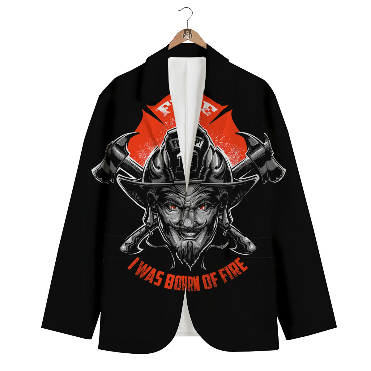Devil Firefighter Print Men's Blazer-grizzshop
