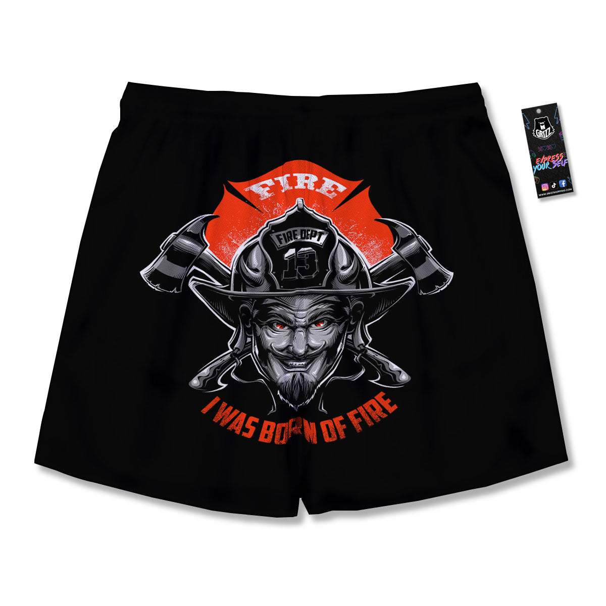 Devil Firefighter Print Men's Running Shorts-grizzshop