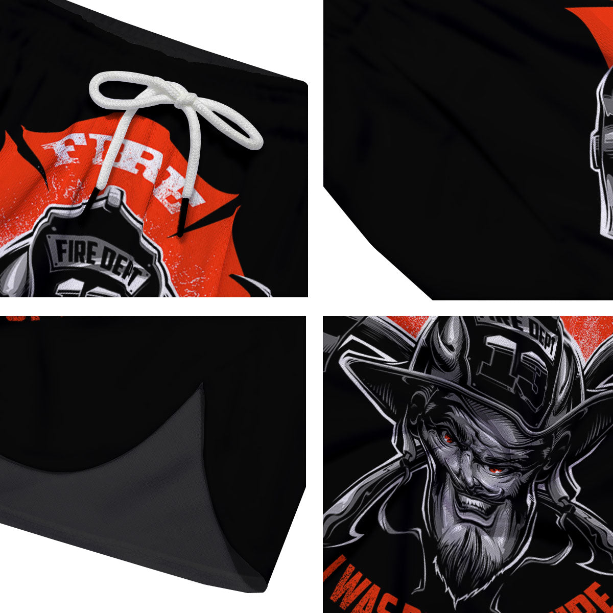 Devil Firefighter Print Men's Running Shorts-grizzshop