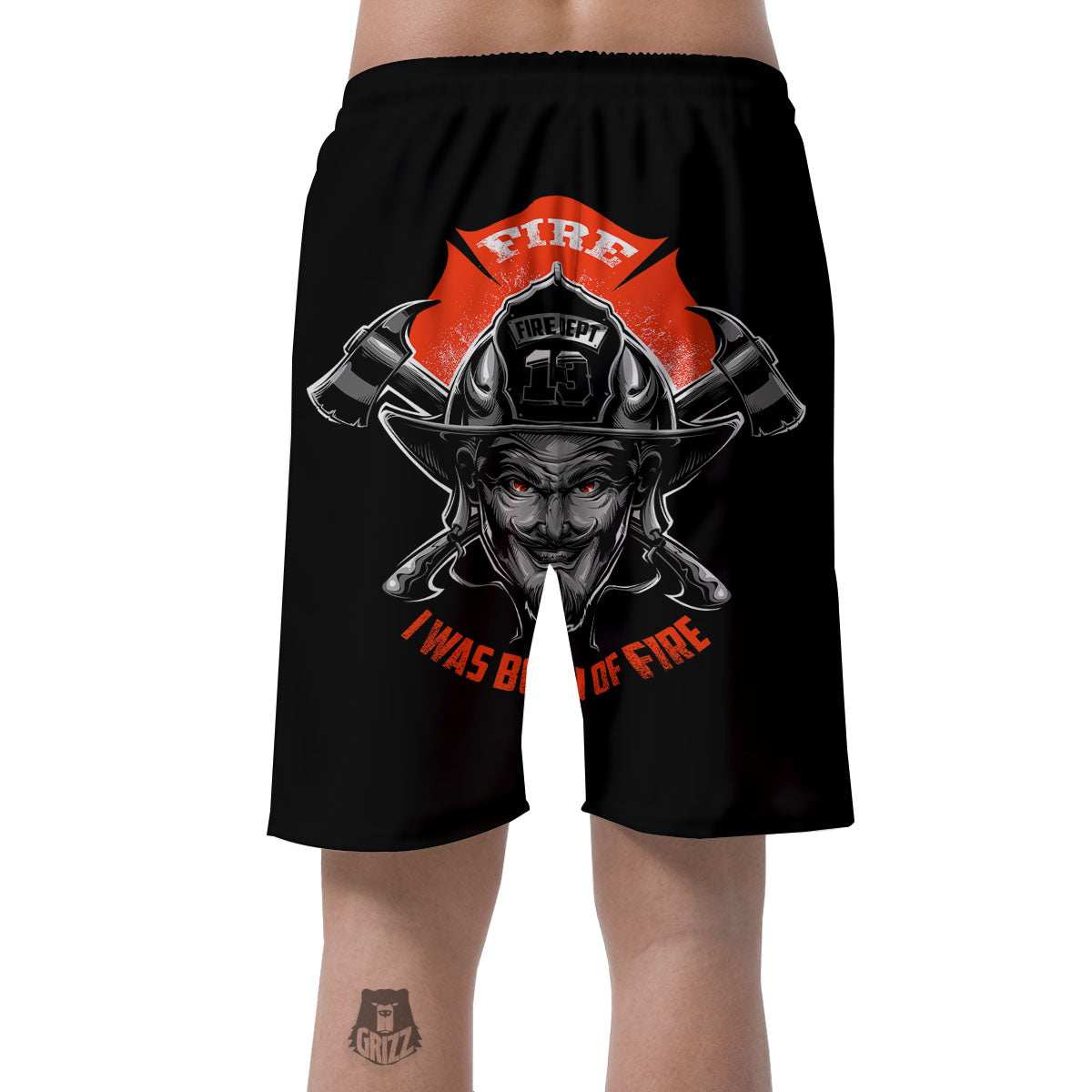 Devil Firefighter Print Men's Shorts-grizzshop