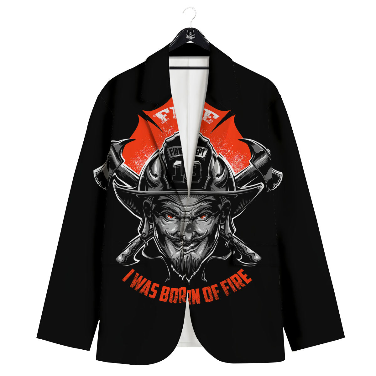 Devil Firefighter Print Men's Sport Coat-grizzshop