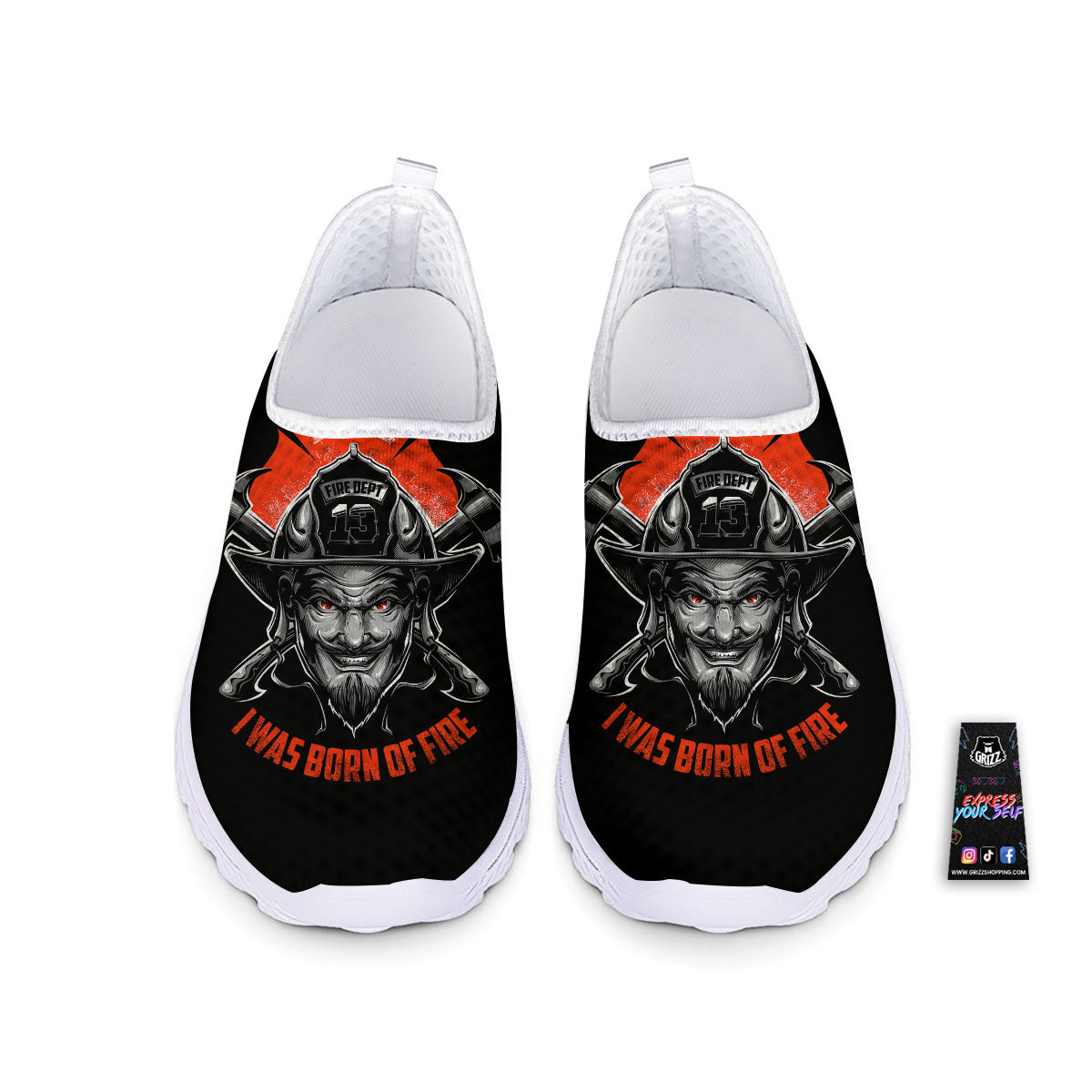 Devil Firefighter Print Nurse Shoes-grizzshop
