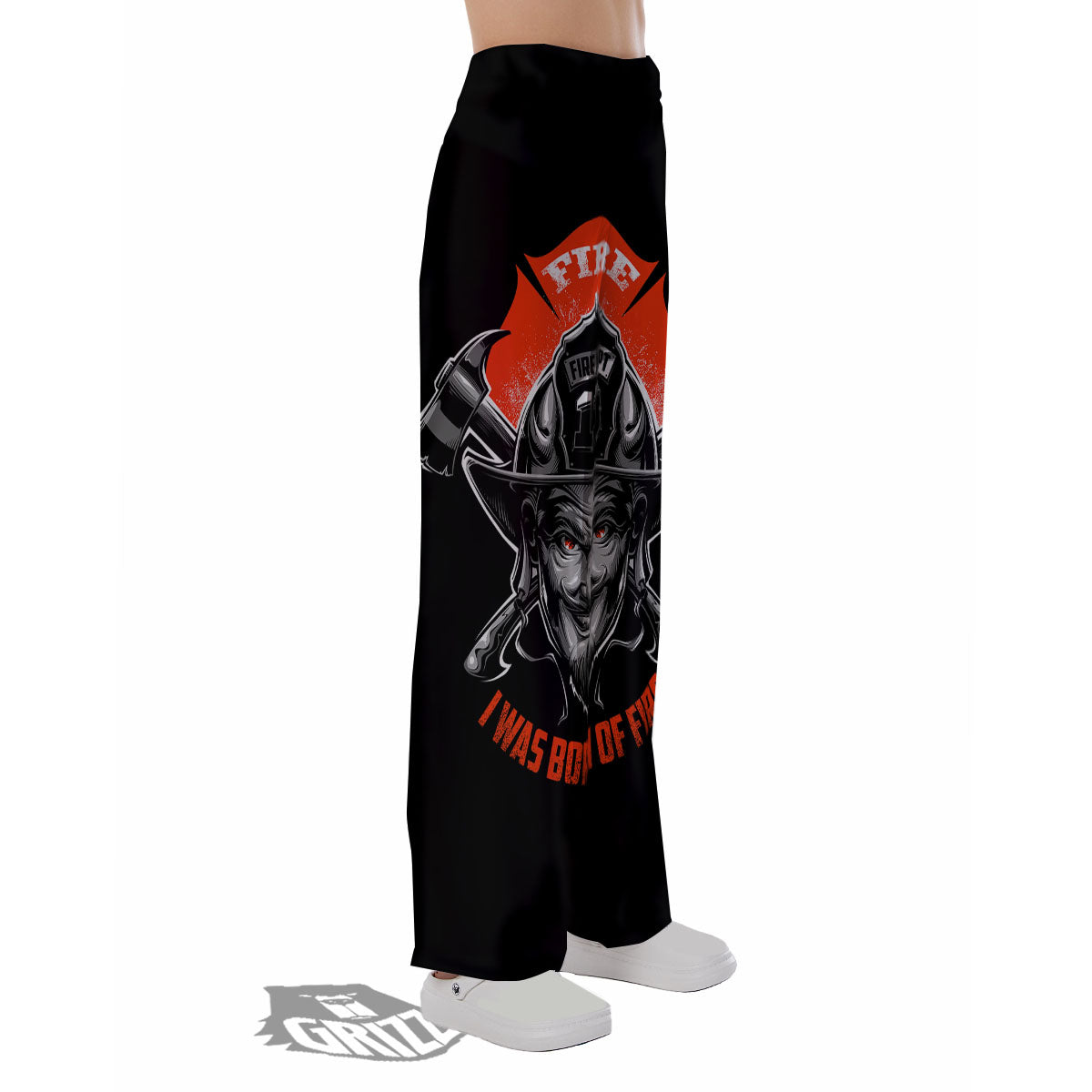 Devil Firefighter Print Pajama Pants-grizzshop