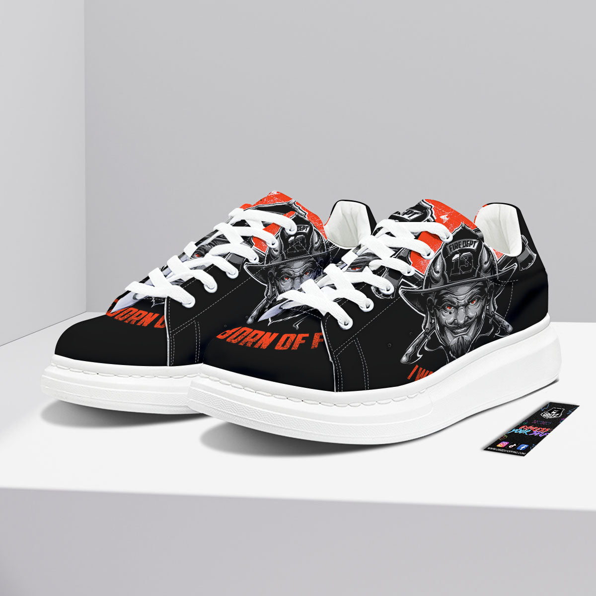Devil Firefighter Print Platform Shoes-grizzshop