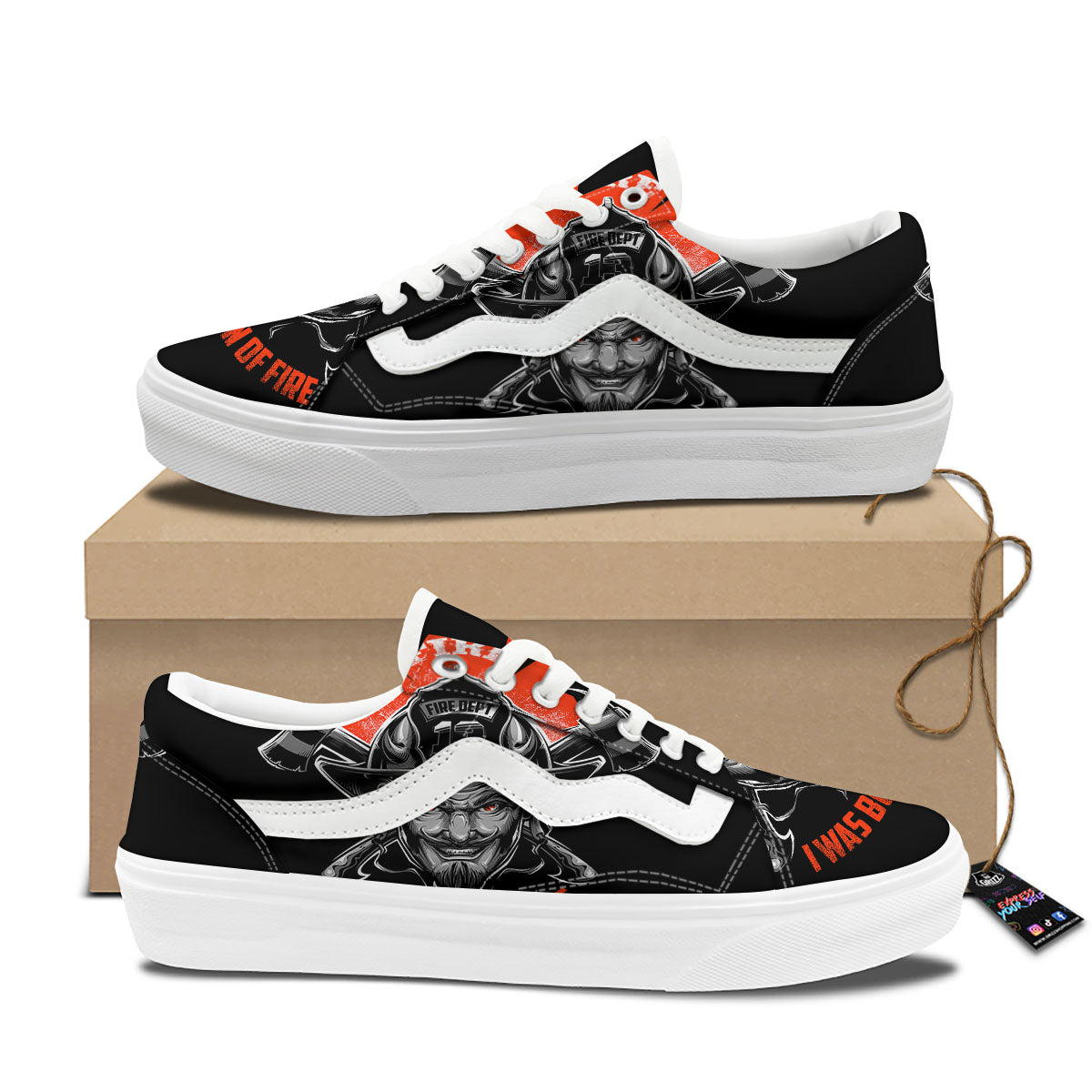 Devil Firefighter Print Skate Shoes-grizzshop