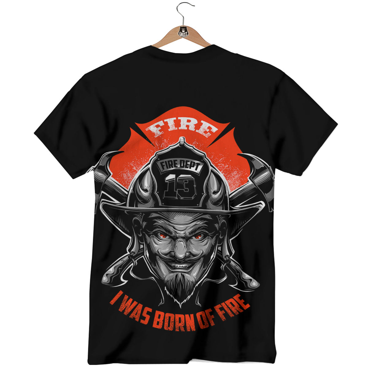 Devil Firefighter Print T-Shirt-grizzshop
