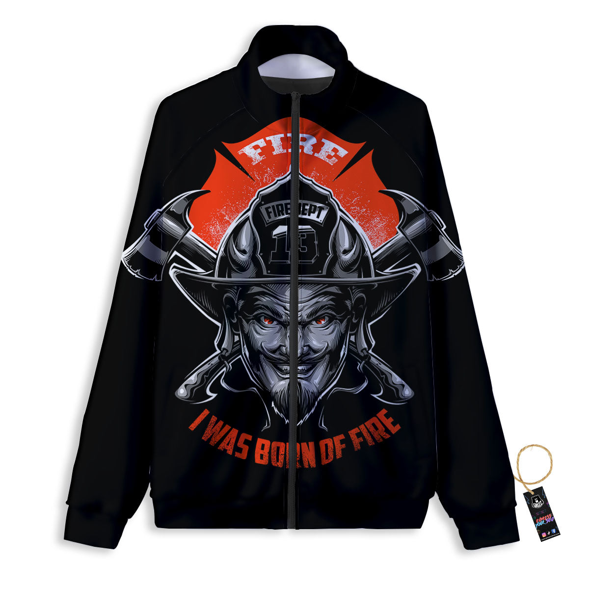 Devil Firefighter Print Track Jacket-grizzshop