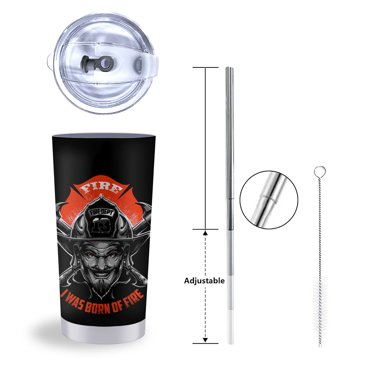 Devil Firefighter Print Tumbler-grizzshop