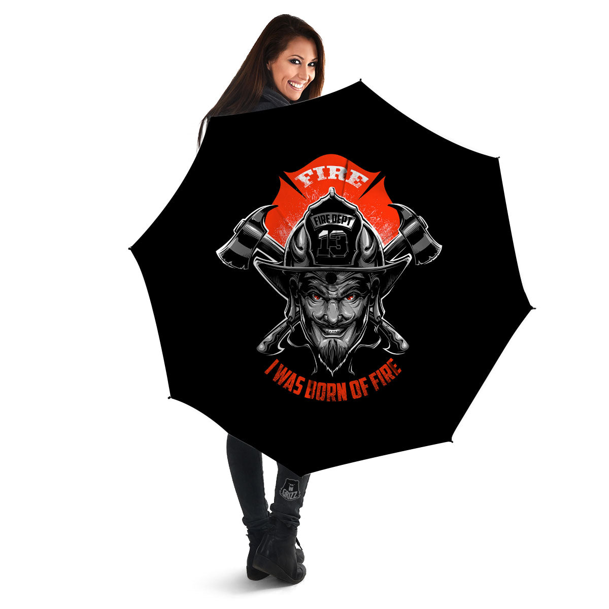 Devil Firefighter Print Umbrella-grizzshop