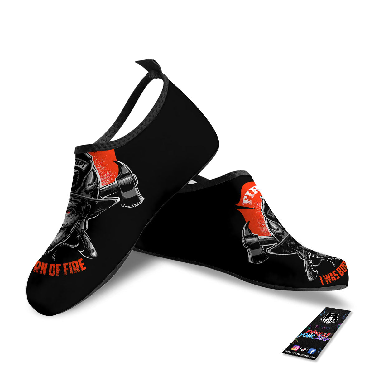 Devil Firefighter Print Water Shoes-grizzshop