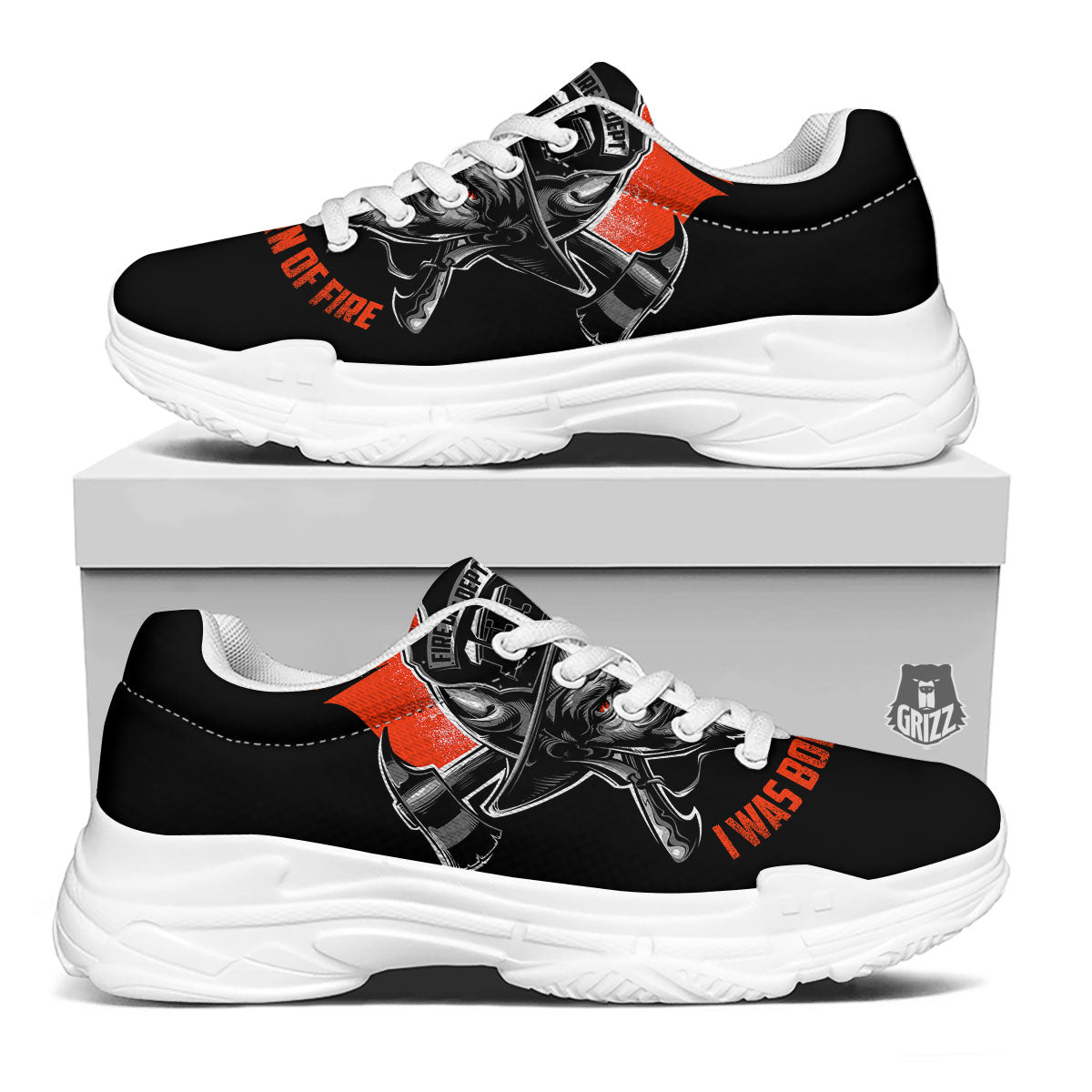 Devil Firefighter Print White Chunky Shoes-grizzshop