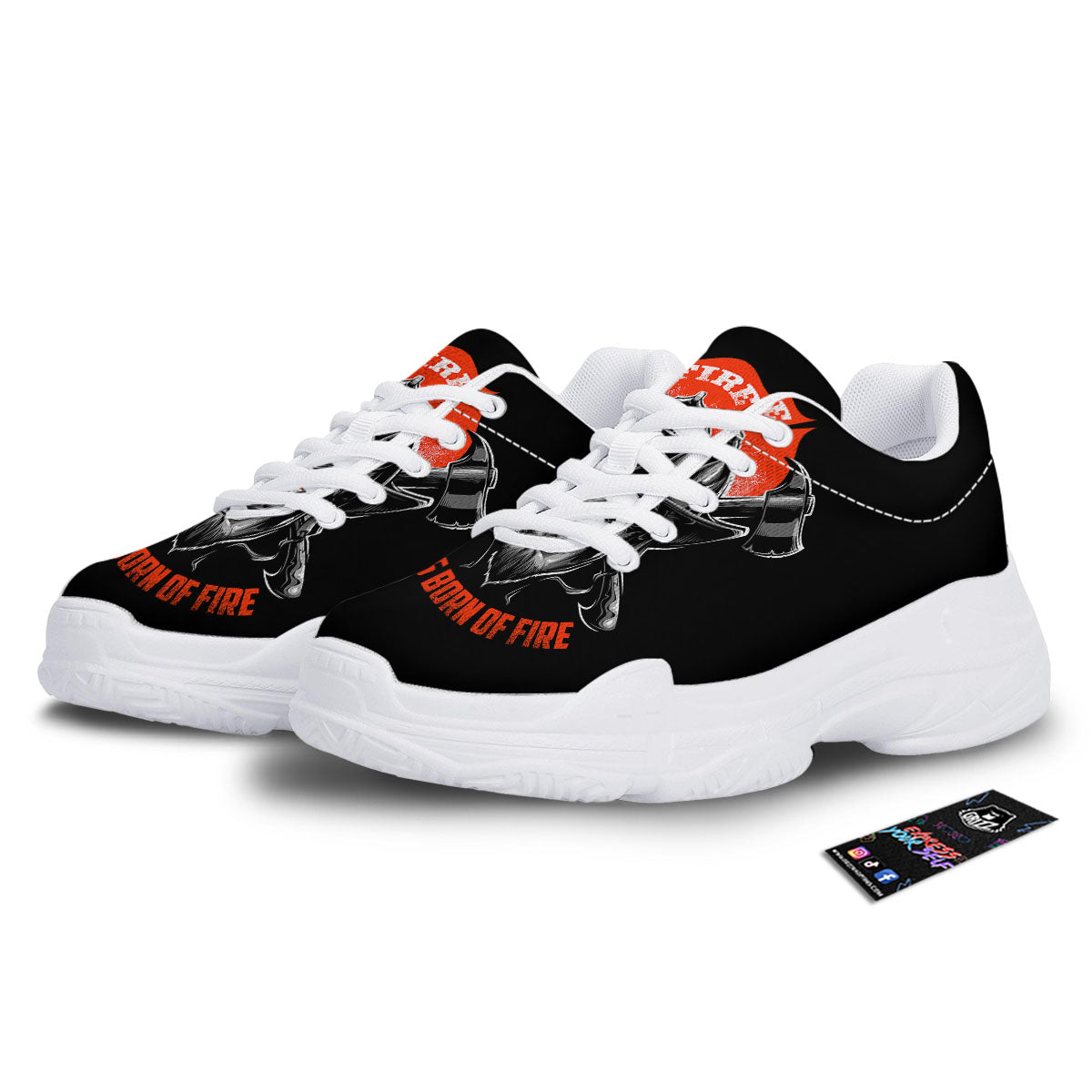 Devil Firefighter Print White Chunky Shoes-grizzshop