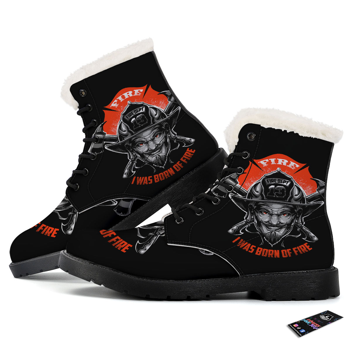 Devil Firefighter Print Winter Boots-grizzshop