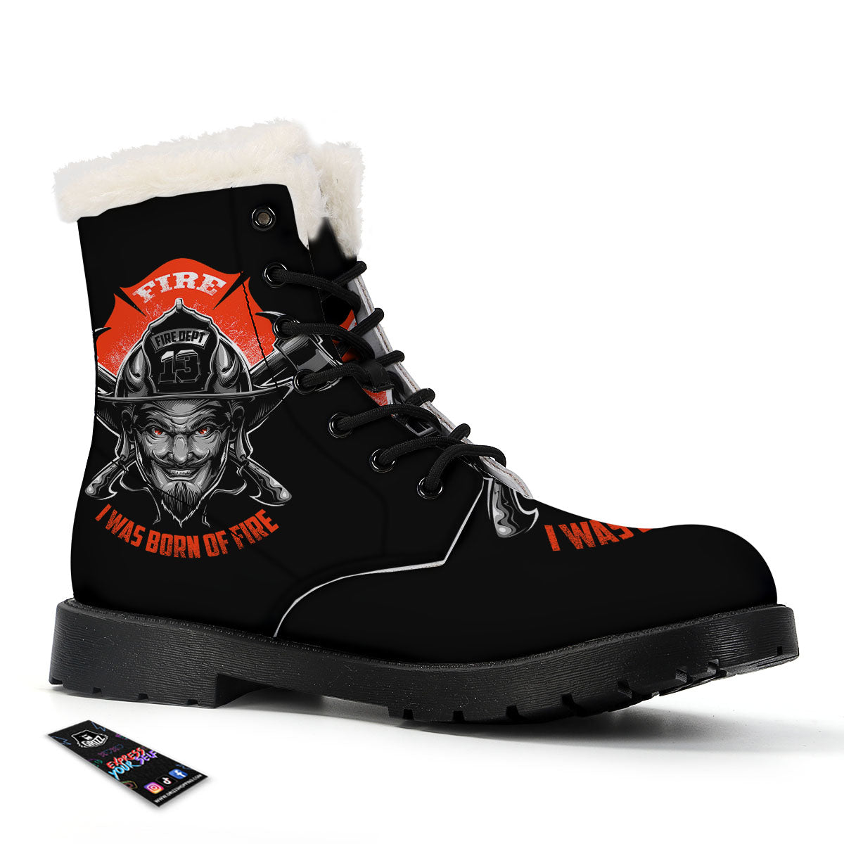 Devil Firefighter Print Winter Boots-grizzshop