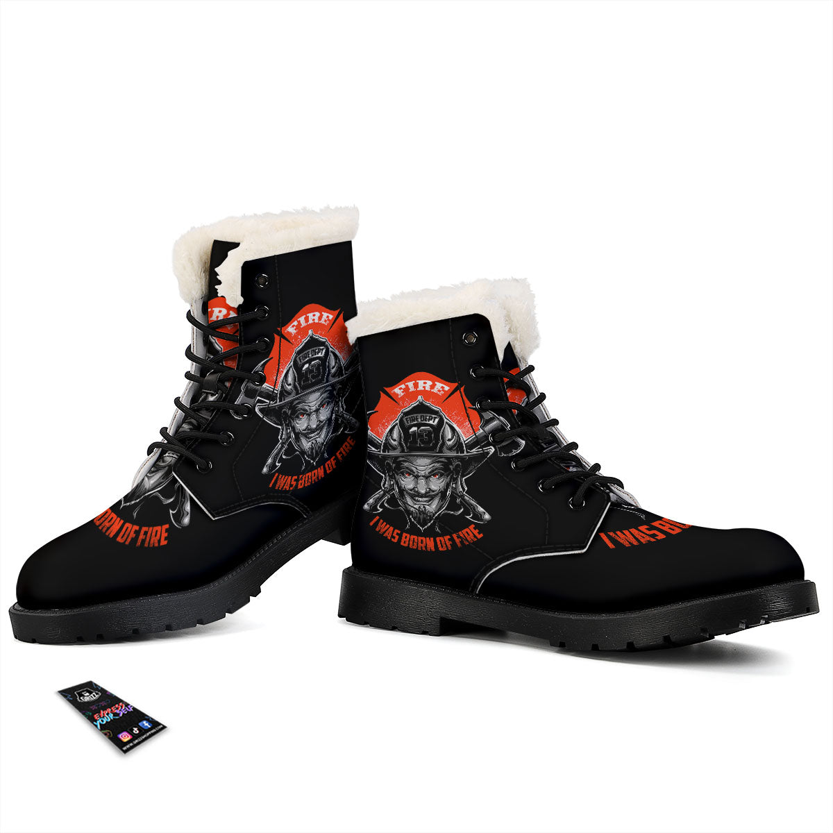 Devil Firefighter Print Winter Boots-grizzshop