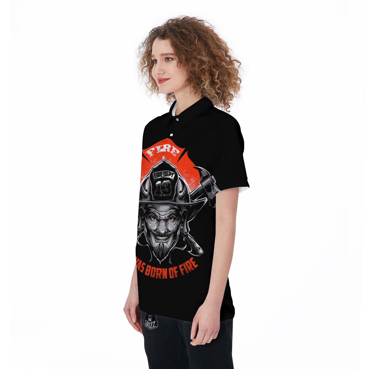 Devil Firefighter Print Women's Golf Shirts-grizzshop