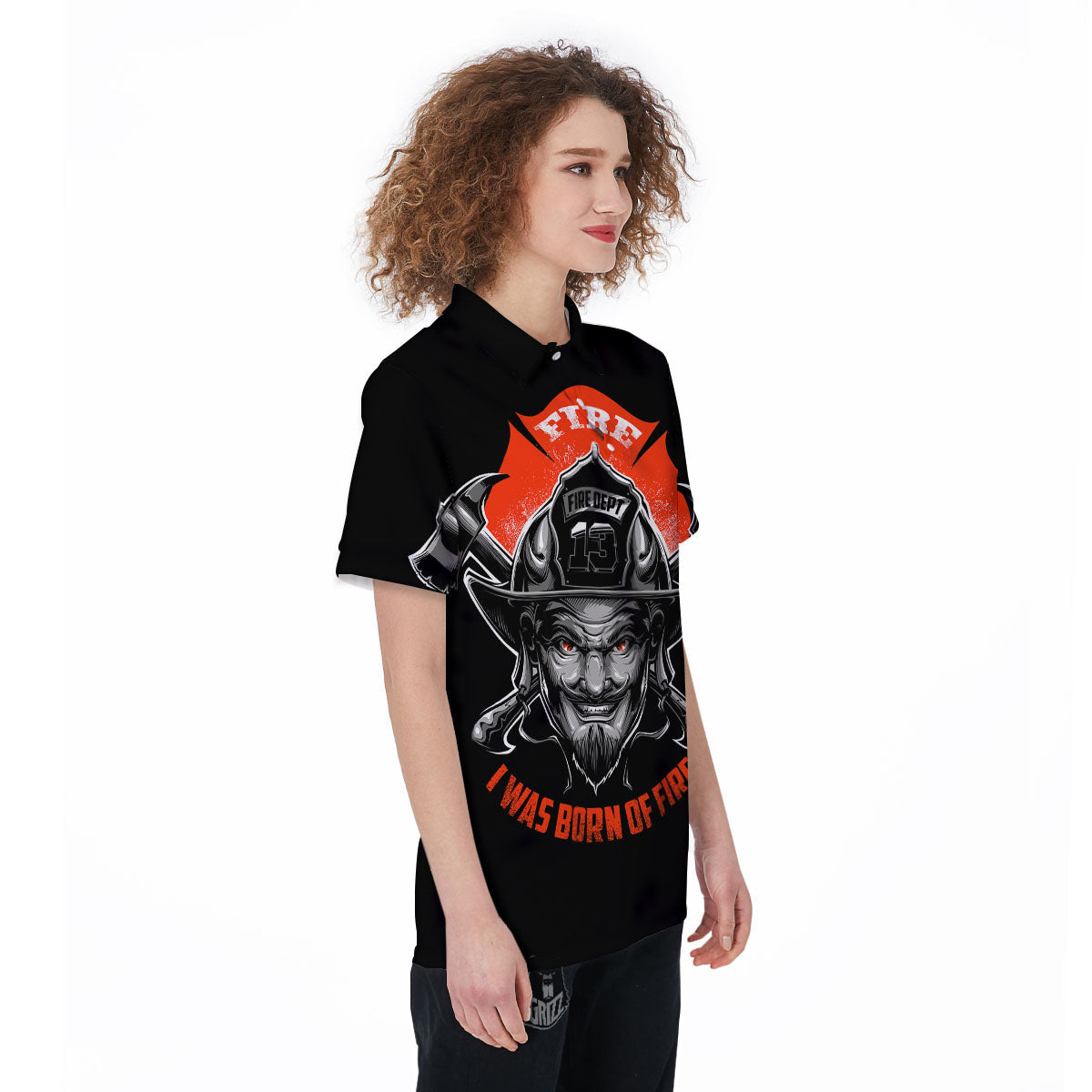 Devil Firefighter Print Women's Golf Shirts-grizzshop