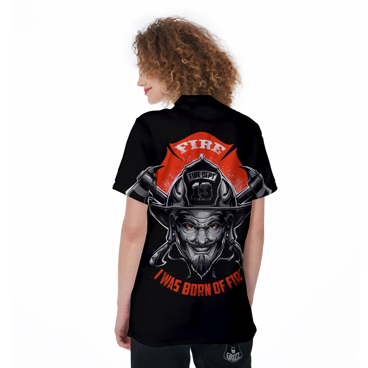 Devil Firefighter Print Women's Golf Shirts-grizzshop