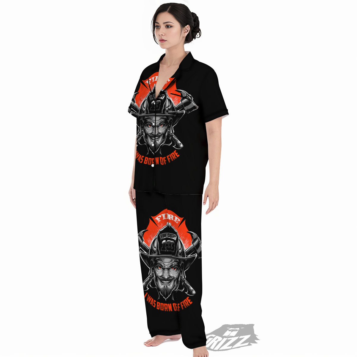 Devil Firefighter Print Women's Pajamas Set-grizzshop