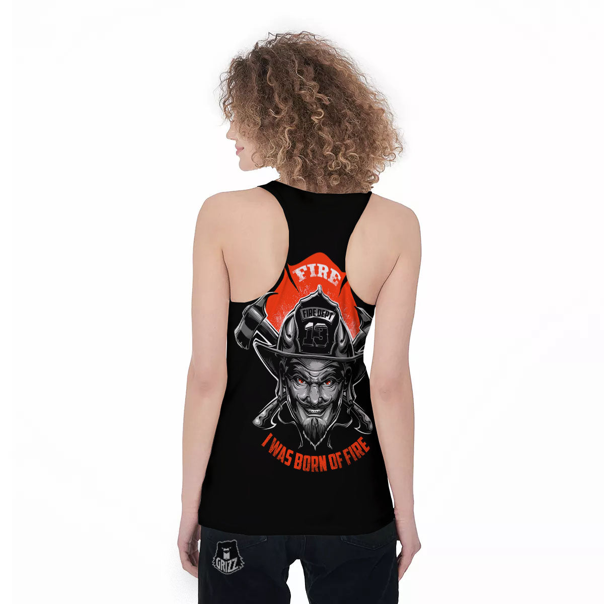 Devil Firefighter Print Women's Racerback Tank Top-grizzshop